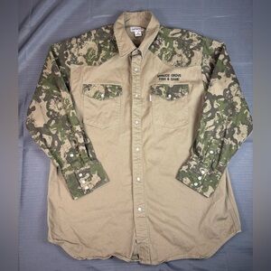 Carhartt Snap Button Work Shirt Men’s XL Camo Western Spruce Grove Fish & Game